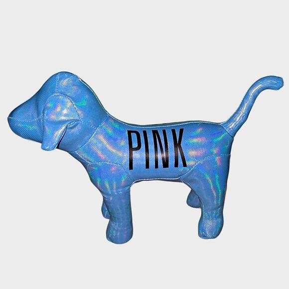 Y2K Victoria Secret PINK Shiny BLUE Miniature Plush Dog - Picture 3 of 5